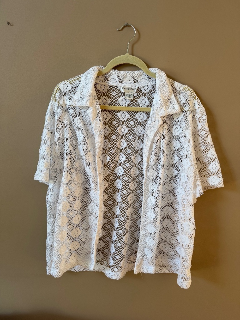 VINTAGE 100% COTTON: Short-Sleeve Crochet Shirt
